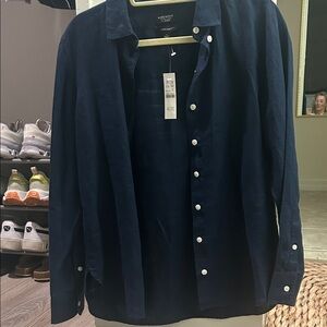 J.Crew Dark Blue Linen Top